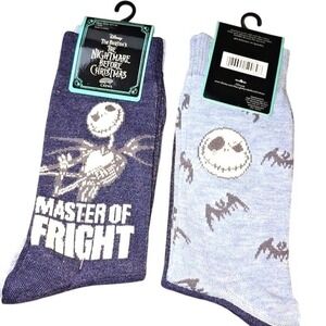 Disney Nightmare Before Christmas Jack Skellington‎ Crew Socks 2 Pair Mens 6-12